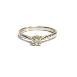 AN 18CT WHITE GOLD DIAMOND SOLITAIRE RING the brilliant cut diamond measuring approx 4mm in