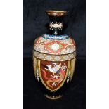 A CLOISONNE VASE OF BALUSTER FORM decorated with phoenix and dragons, 24cm high Condition Report :