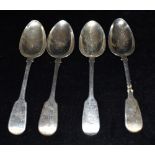 FOUR SILVER SERVING SPOONS To include early 19th century weight 272g, 8.7 Troy oz