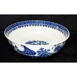 A LARGE 18TH CENTURY WORCESTER PORCELAIN BOWL decorated in the 'Fisherman and Cormorant' pattern,