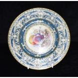 A ROYAL WORCESTER CABINET PLATE with finely painted fruit decoration signed by Richard Sebright,