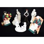 A MIXED LOT COMPRISING TWO ROYAL DOULTON FIGURES HN1315 'Old Balloon Seller' and HN1974 'Forty