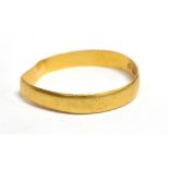 A 22CT GOLD BAND RING A/F Shank buckled weight 2.2g No condition report available on this lot