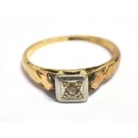A VINTAGE 9CT GOLD DIAMOND SET DRESS RING Shank stamped 9ct ring, size L, weight 2g