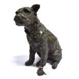 AFTER R. COOK, A LARGE RESIN FIGURE OF A SEATED TERRIER, 'HORATIO' Height 36cm, width 32cm