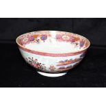 A CHINESE EXPORT FAMILLE ROSE PUNCH BOWL with polychrome enamelled decoration of European scenes