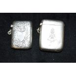 TWO SILVER VESTAS An Edwardian silver Vesta adapted for fob/pendant with all over engraved pattern