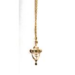 AN EARLY 20TH CENTURY MARKED 9C PENDANT PIECE WITH A CHAIN The rose metal pendant piece of typical