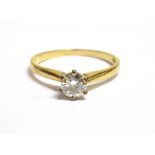 A 9CT GOLD MOISSANITE SOLITAIRE RING the moissanite measuring 5mm in diameter, shank with Birmingham