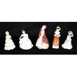 FIVE ROYAL DOULTON FIGURES: HN1988 'Paisley Shawl', HN3635 'Amanda', HN2869 'Louise', HN2994 'Helen'