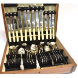 A LARGE QUANTITY OF EPNS AND SILVER PLATE two canteens of EPNS cutlery, canteen measurements 41 x 26