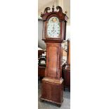 AN EARLY 19TH CENTURY 8-DAY LONGCASE CLOCK the enamel dial with subsidiary date and seconds dial,