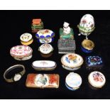 A GROUP OF ASSORTED GILT METAL MOUNTED AND OTHER TRINKET BOXES including Limoges, Crummles & Co.,
