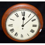 A MAHOGANY CASED 30-HOUR FUSEE MOVEMENT WALL CLOCK the 12' enamel dial with Roman numerals, 39cm