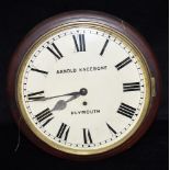 A MAHOGANY CASED FUSEE MOVEMENT WALL CLOCK the 12' circular dial inscribed 'Arnold Kneebone