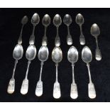 THIRTEEN ASSORTED SILVER TEASPOONS to include Victorian, weight 282g, 9 Troy oz