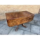 A LARGE MAHOGANY PEDESTAL PEMBROKE TABLE 68cm wide (131cm with both leaves extended), 122cm deep
