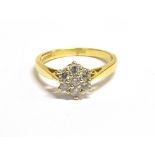 AN 18CT GOLD DIAMOND CLUSTER RING the cluster set with seven round cut diamonds in white gold,