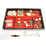 A CASED COLLECTION OF 20TH CENTURY JEWELLERY To include a tagged 375 rope twist bracelet A/F