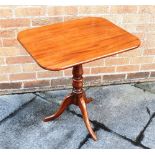 A MAHOGANY TILT TOP TRIPOD OCCASIONAL TABLE the rectangular top 48cm x 76cm, together with another