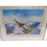 ROBERT TAYLOR (BRITISH, B.1946) 'Spitfire', colour print, signed by Group Captain Sir Douglas Bader,