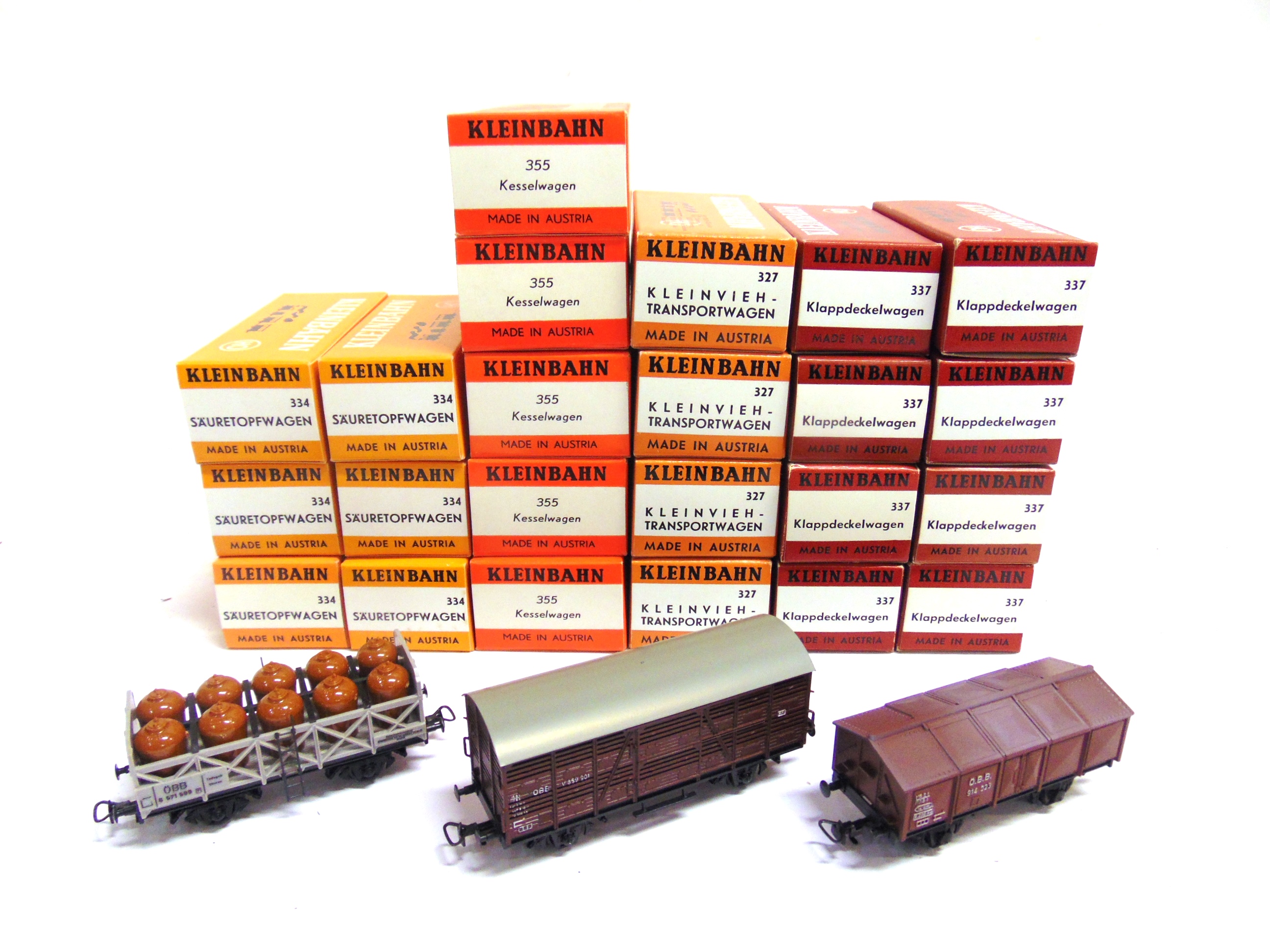 [HO GAUGE]. TWENTY-THREE ASSORTED KLEINBAHN WAGONS each boxed.