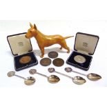[CANINE INTEREST]. A BULL TERRIER CLUB COLLECTION comprising four silver and enamel tea spoons (