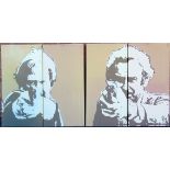 THE SWEENEY - FOUR PRINTS ON CANVAS depicting D.I. Jack Regan (John Thaw) and D.S. George Carter (