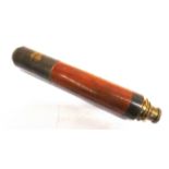 A THREE-DRAW TELESCOPE, GALLY & CO., LONDON the mahogany barrel with lacquered brass fittings and