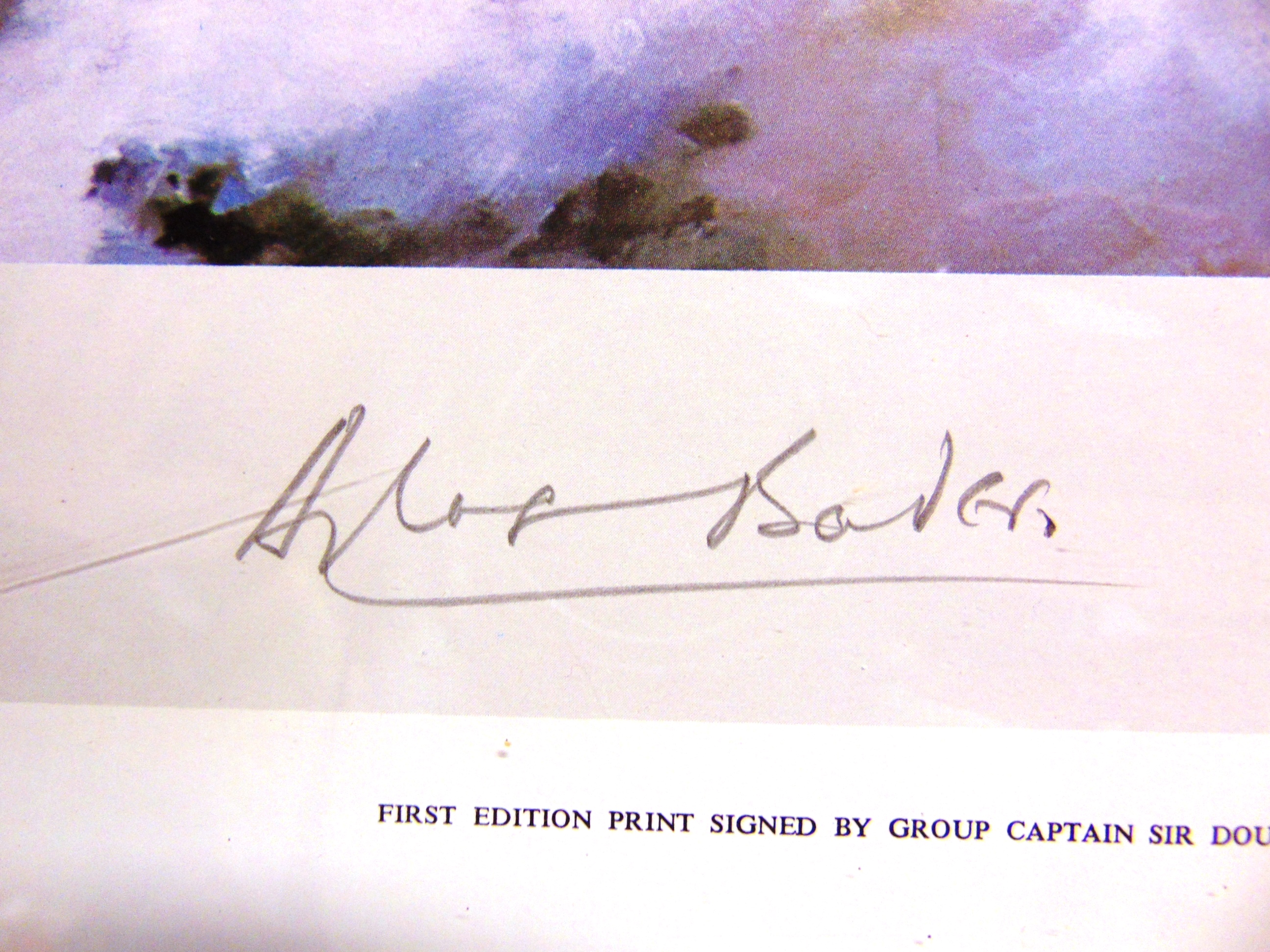 ROBERT TAYLOR (BRITISH, B.1946) 'Spitfire', colour print, signed by Group Captain Sir Douglas Bader, - Image 2 of 3