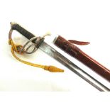 A BRITISH 1821 PATTERN OFFICER'S SWORD the 89cm slightly curved polished blade with indistinctly