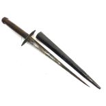 A LATE 17TH CENTURY JAMES II/VII PLUG BAYONET the 29cm steel blade of triangular cross-section and