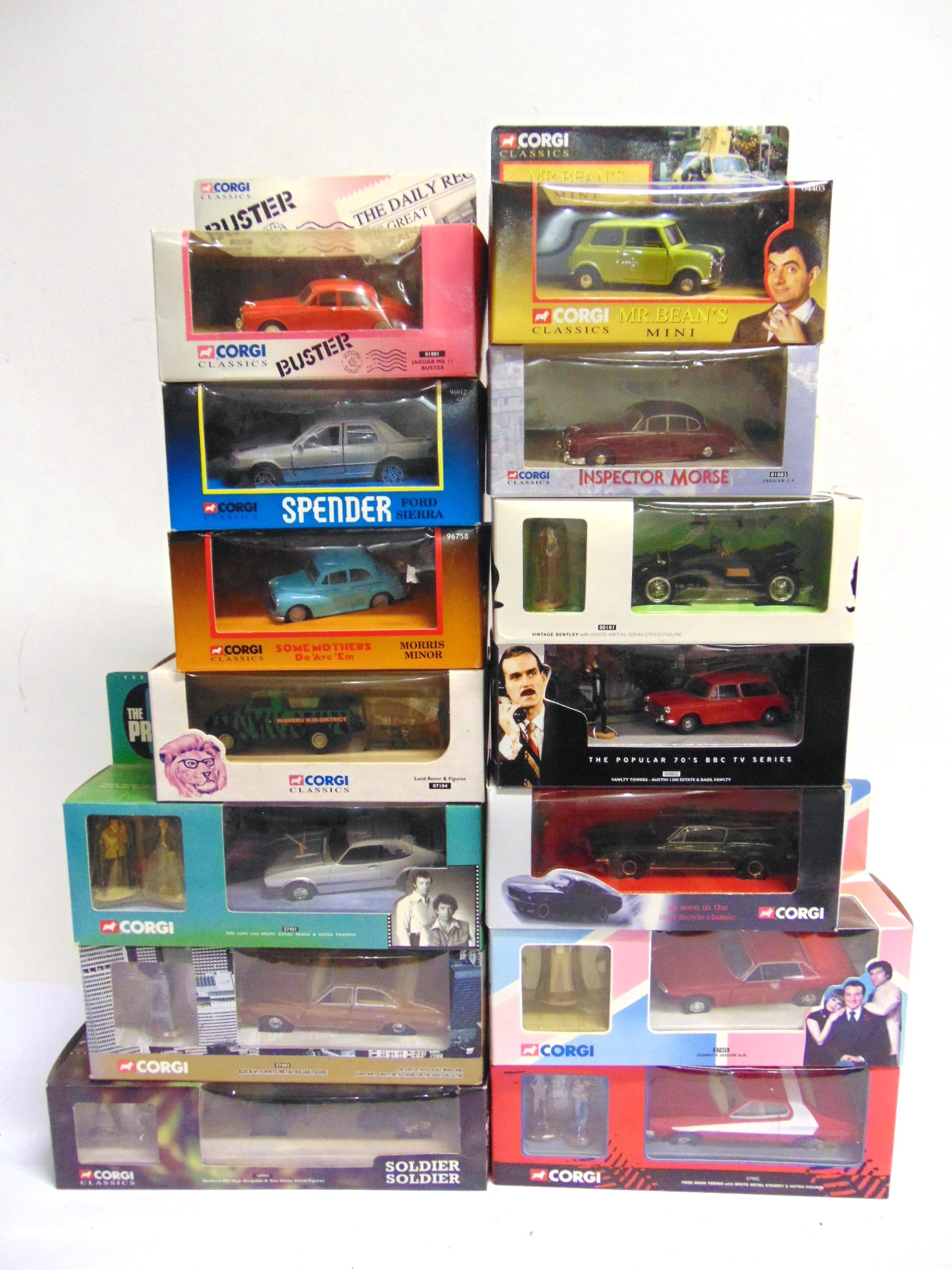 FOURTEEN CORGI TELEVISION & FILM-RELATED DIECAST MODEL VEHICLES each mint or near mint and boxed (