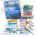 THIRTEEN 1/72 SCALE UNMADE PLASTIC AIRCRAFT KITS by Hasegawa (9), and others, each boxed.