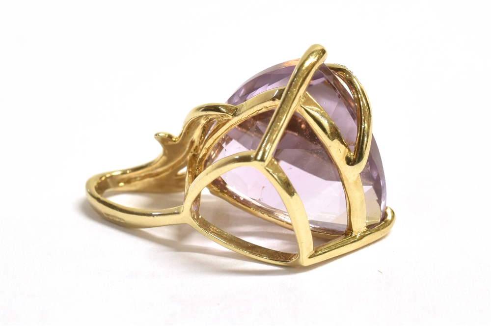 A 9CT GOLD, DIAMOND ACCENT PURPLE GARNET PENDANT PIECE the pendant of abstract design comprising a - Image 3 of 3