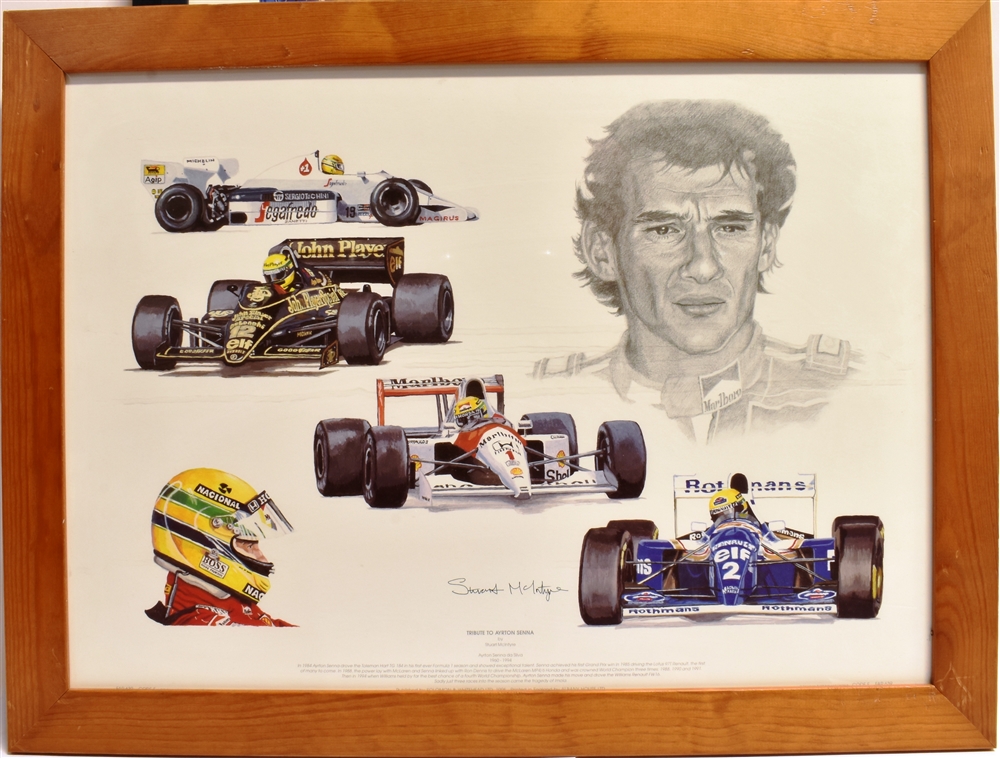 FORMULA 1 MOTOR-RACING - FOUR PRINTS AFTER STUART MCINTYRE comprising montages of Ayrton Senna, - Image 3 of 4