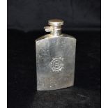 A SILVER HIP FLASK the flask of plain form with curved shoulders, monogrammed initials to the front,