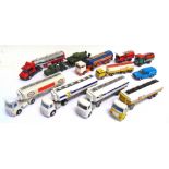 ELEVEN ASSORTED DIECAST MODEL COMMERCIAL VEHICLES including three re-liveried Dinky A.E.C.