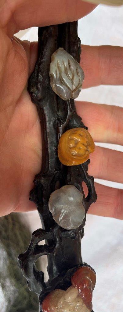 A CHINESE RUYI SCEPTRE of traditional form, with eight jade type carvings mounted on a - Image 10 of 21