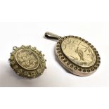 TWO EARLY 20TH CENTURY LOCKETS A silver locket, chased foliate front, applied pattern border,
