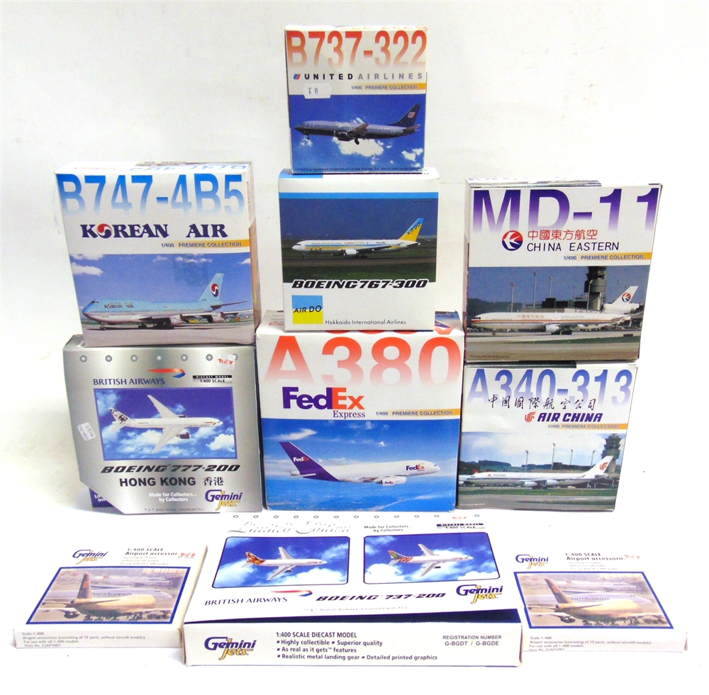 EIGHT 1/400 SCALE DIECAST MODEL AIRCRAFT by Dragon Wings (5), Gemini Jets (2), and another, each