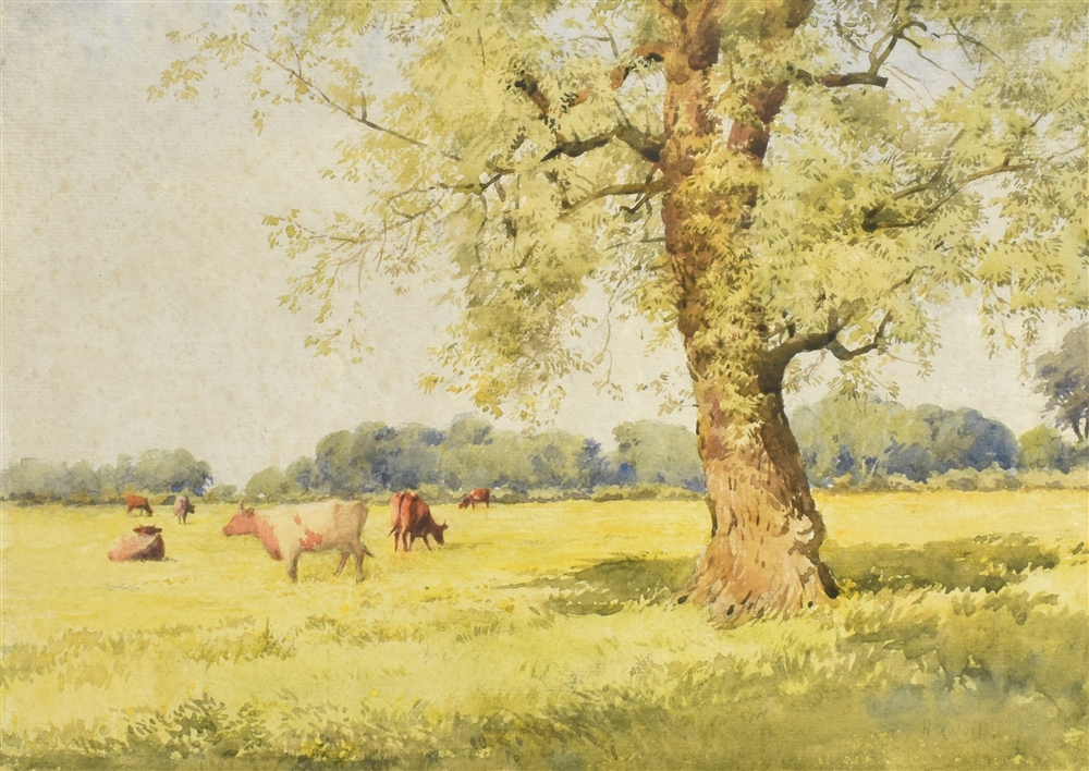 HELEN COLVILL (IRISH 1856-1935) a group of five watercolours: Rural river scene, 25cm x 35cm