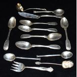 ASSORTED SILVER FLATWARE to include 19th century, approximate weight 290g