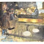 DICK FRENCH (b. 1946) At the Bar Oil on canvas Signed and dated '93 verso 91cm x 102cm Condition
