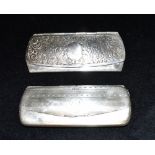 A SILVER SPECTACLE CASE together with a silver plated spectacle case, the silver case with fancy