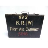 RAILWAYANA - A B.R. (W) FIRST AID CABINET of painted metal, the hinged lid marked 'No.2 / B.R. (W) /