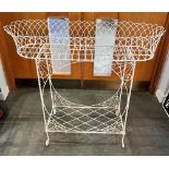 A WHITE PAINTED WIREWORK PLANTER 92cm wide, 87cm high