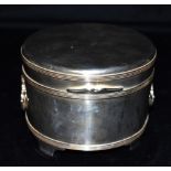 ASPREY LONDON:- A GEORGE V SILVER BISCUIT BOX the round box with reeded band decoration to lid and