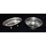 TWO SMALL SILVER PIERCED DISHES/BASKETS Weight approx 111g, 3.5 Troy Oz