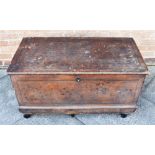 A VICTORIAN SCUMBLED PINE BLANKET BOX the interior with candle box and three drawers, 97cm wide 51cm